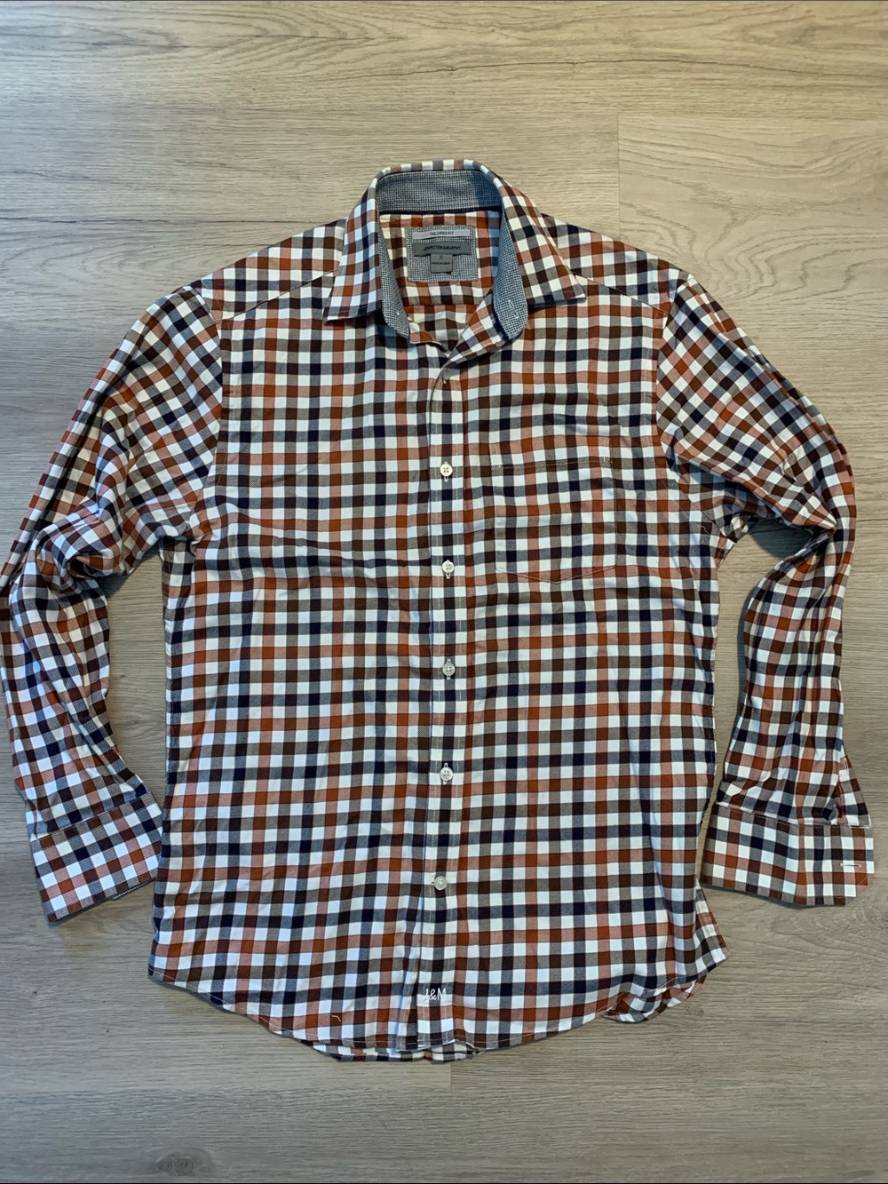 Johnston & Murphy Check Button-Down flannel Shirt mens small